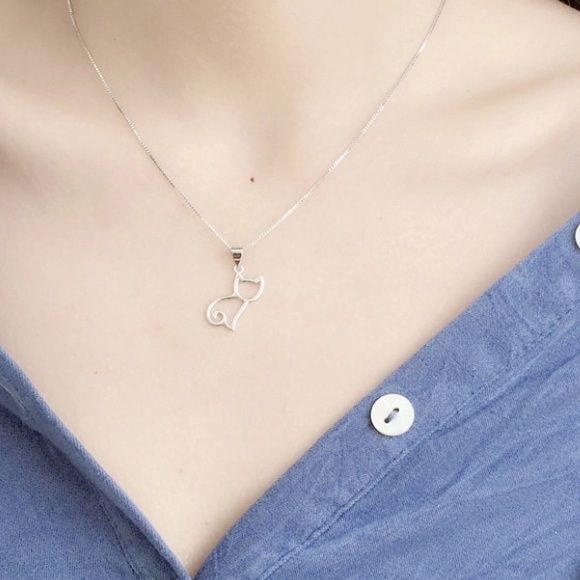 925 Silver Cat Necklace 20” chain New! (F1) - Picture 8 of 8